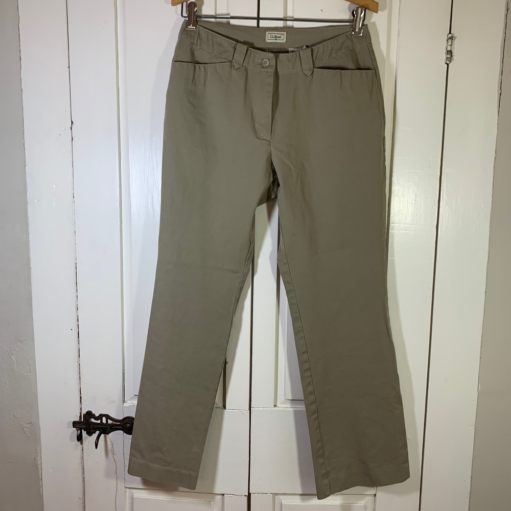 LL Bean Womens 8 Khaki Tan Straight Leg Chino Pants 0YN82 Reg‎ Cotton Stretch